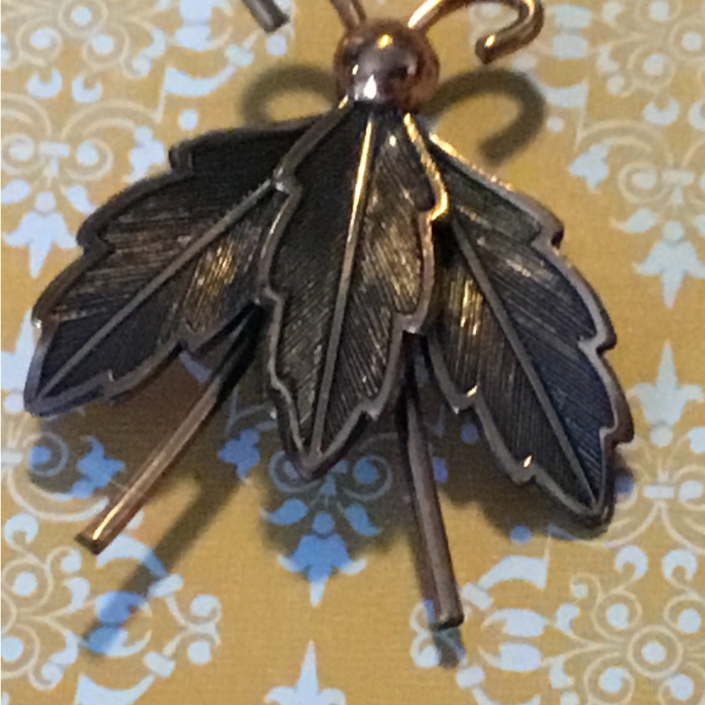 Vintage Solid Copper Textured Bug Pin - image 1
